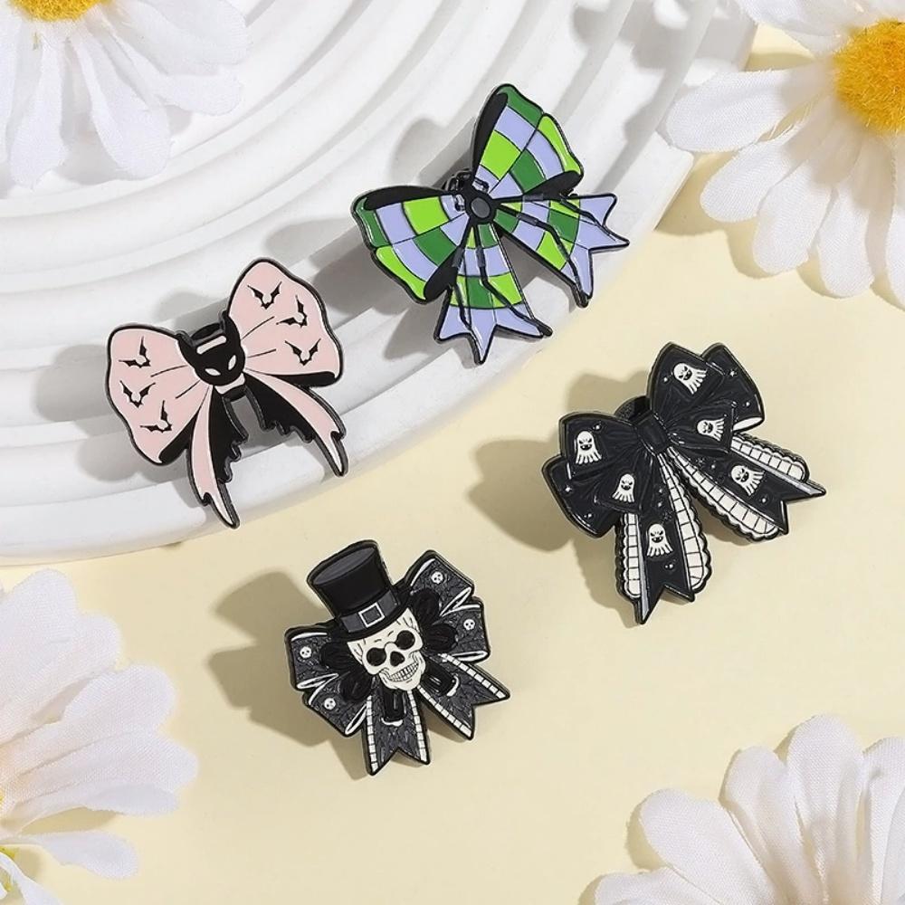 Bat Ghost Face Skull Bow Brooch JK Skirt Decoration Collar Needle Punk Dark Style Sweet Versatile Jewelry Gift