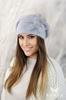 Cindy Angora Beret with Mink Trim Flowers, Gray