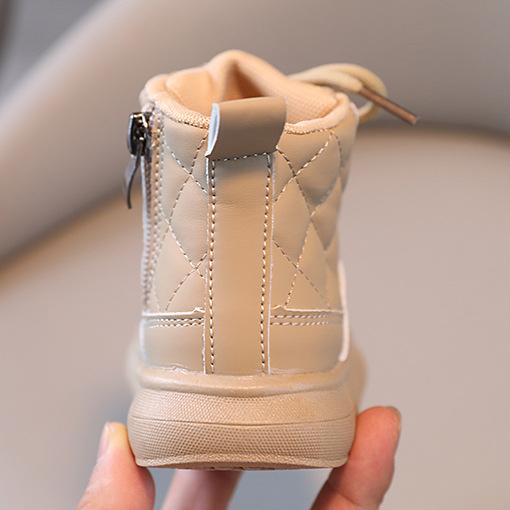 Kinderstiefel Herbst und Winter Jungen Karomuster Seitenreißverschluss Baby Dünne Stiefel Baby Mädchen