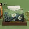 Desktop Napkin Container PU Leather Tissue Box Cover with Wild Rose/Sunflower Pattern, Foldable Organizer, Holder Reusable Storage Case, Facial Paper