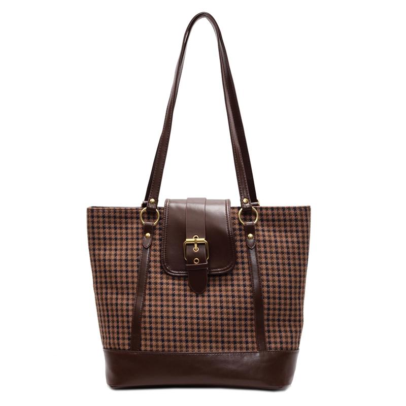 Karierte Umhängetasche mit großer Kapazität für Damen im Vintage-Stil, Einkaufstasche, Rucksack