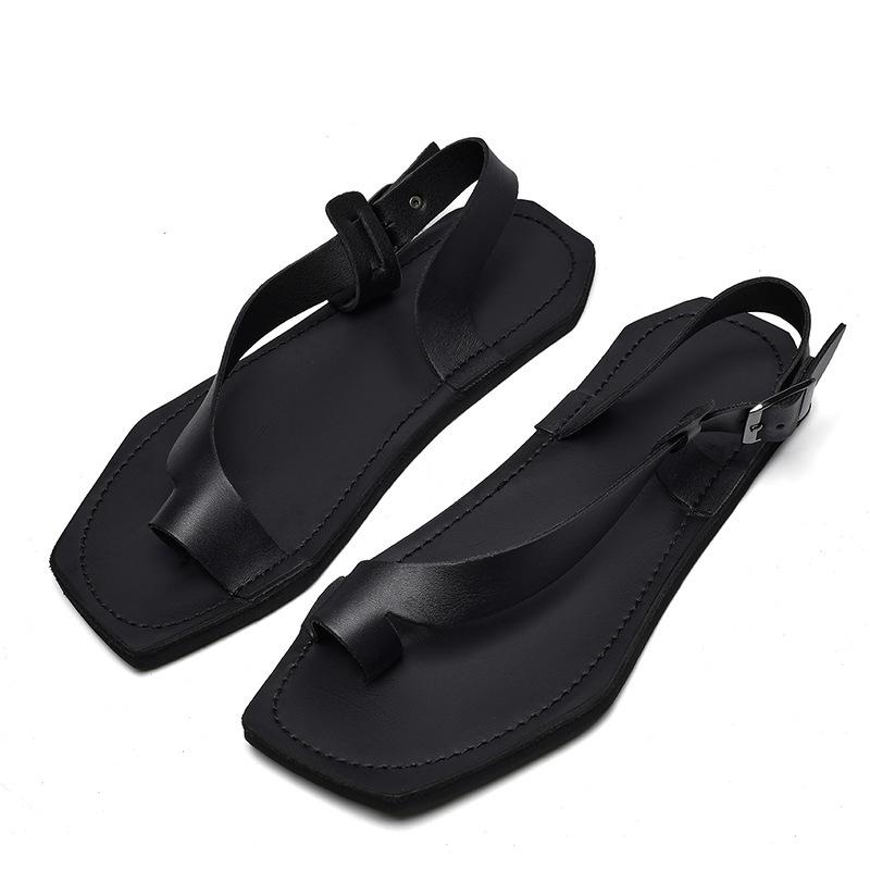 European Style Men's Large Size Thong Sandals with Buckle, Available in Sizes up to 47