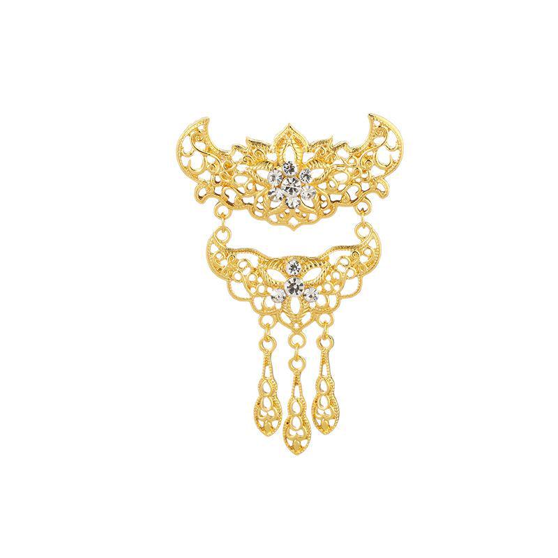 Muzułmańska Broszka z Frędzlami i Cyrkoniami: Elegancka Pusta Ozdoba Klatki Piersiowej