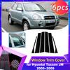 Car Door Window Trim Cover Forfor Hyundai Tucson JM 2005~2009 2006 Carbon Fiber Chrome Sticker Pillar Posts Decal Accessories