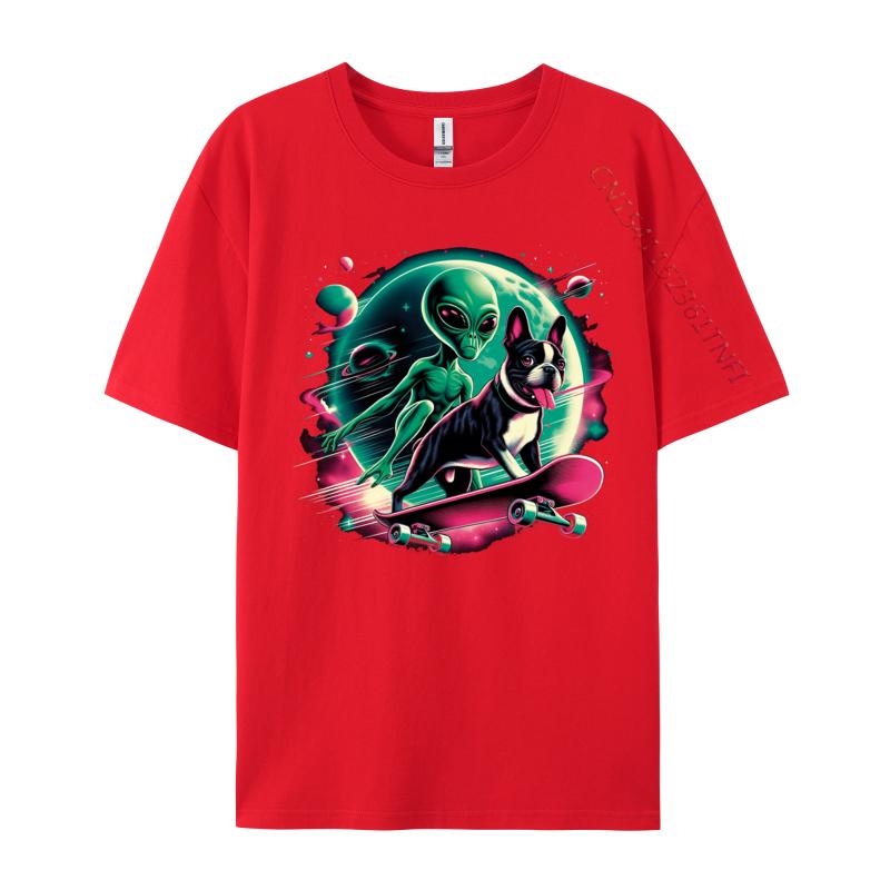 Space Skateboard Alien T Shirt Casual Tshirts Tops Tees For Men Fashionable 100 Cotton Cool T Shirts