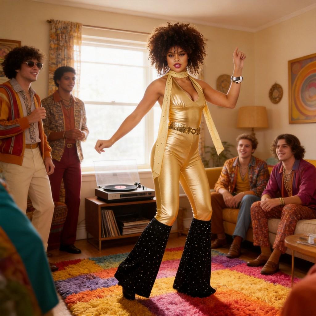 Disco Kostüm 60er 70er Hippie Party Outfit Polyester Für Halloween Cosplay
