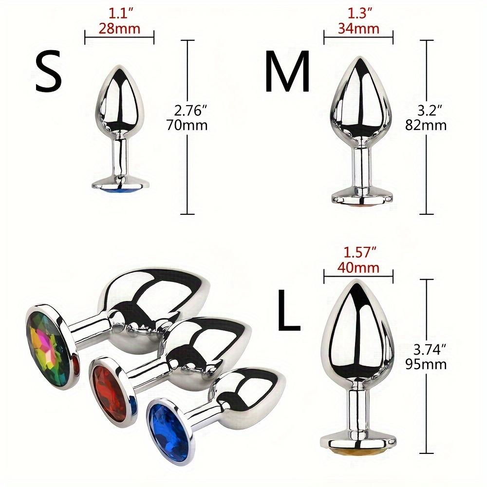 1pc Gemstone Base Stainless Steel Anal Plug - Smooth Body-Safe Metal Butt Plug for Couples Adult Pleasure Sex Toy