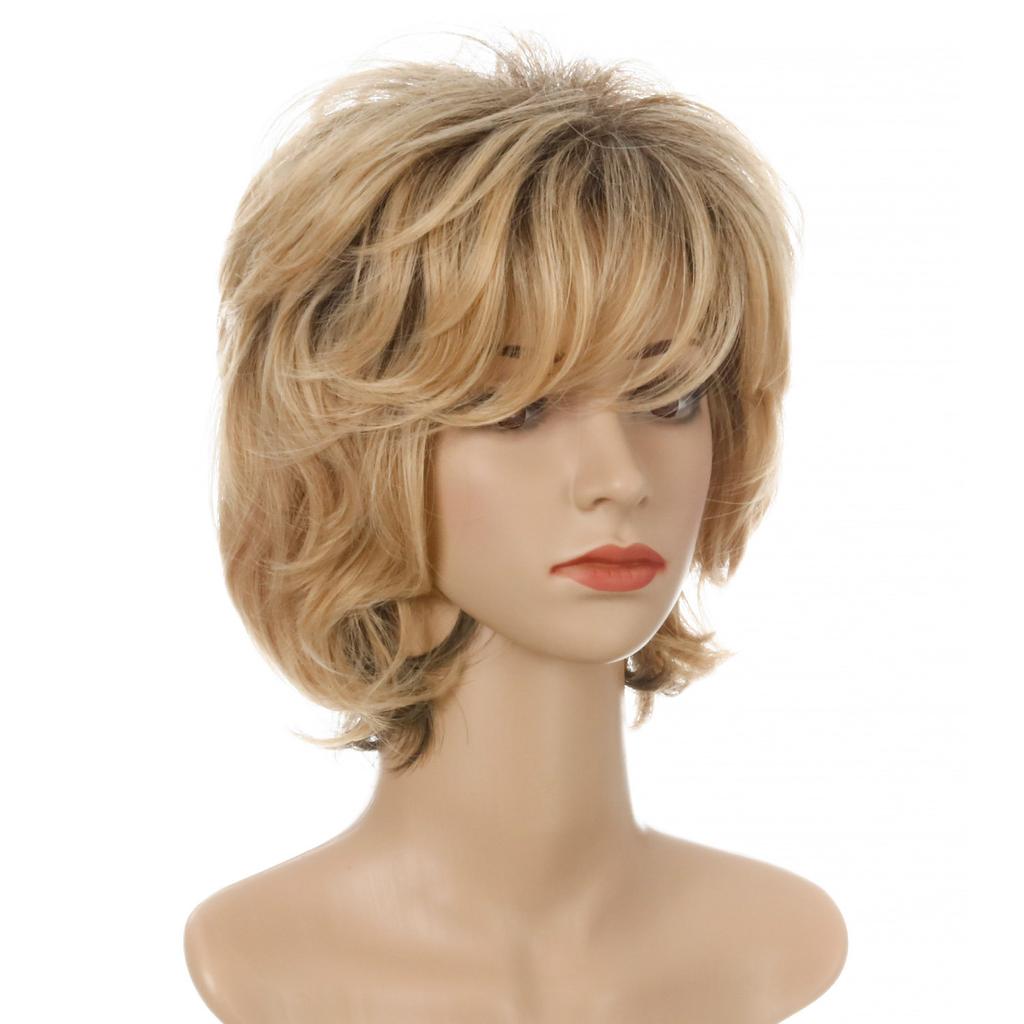 Ladies Wigs Wigs Short Wavy For Women Blonde Wig Heat Resistant Fiber Synthetic Hair Wig With Bangs Girls Daily Use Cosplay