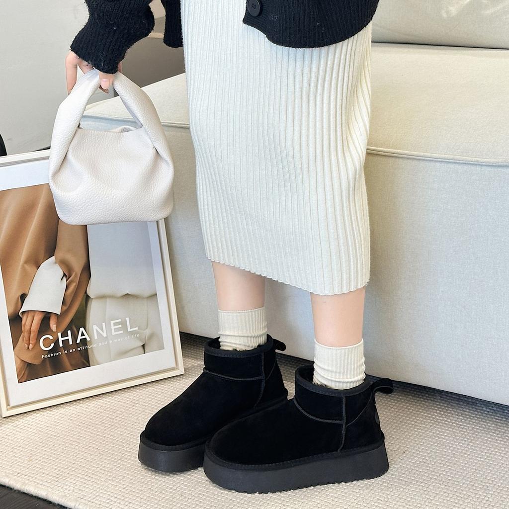 Snow boots women's winter new lazy mini short boots casual thick-soled thickened cotton shoes women