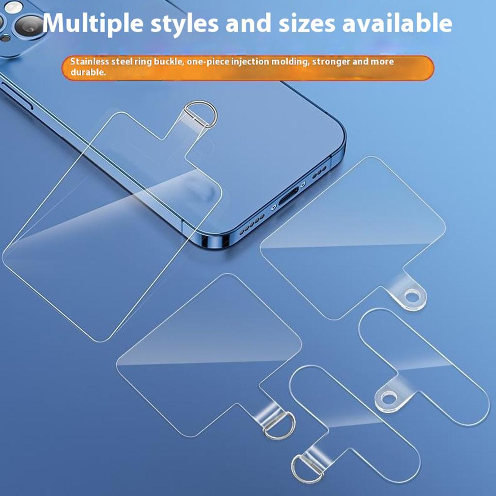 10Pcs 55 x 35mm Clear TPU Phone Tether Tab for Phone Case Ultra Thin Cellphone Lanyard Patch with Round Hole