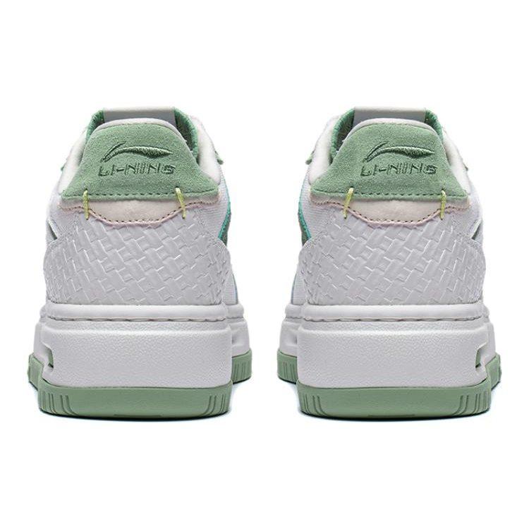 Li Ning Future C1 Textile, Cow Leather Slip Resistant Low Top Skateboard Shoes Women's White Green AGCT120-3