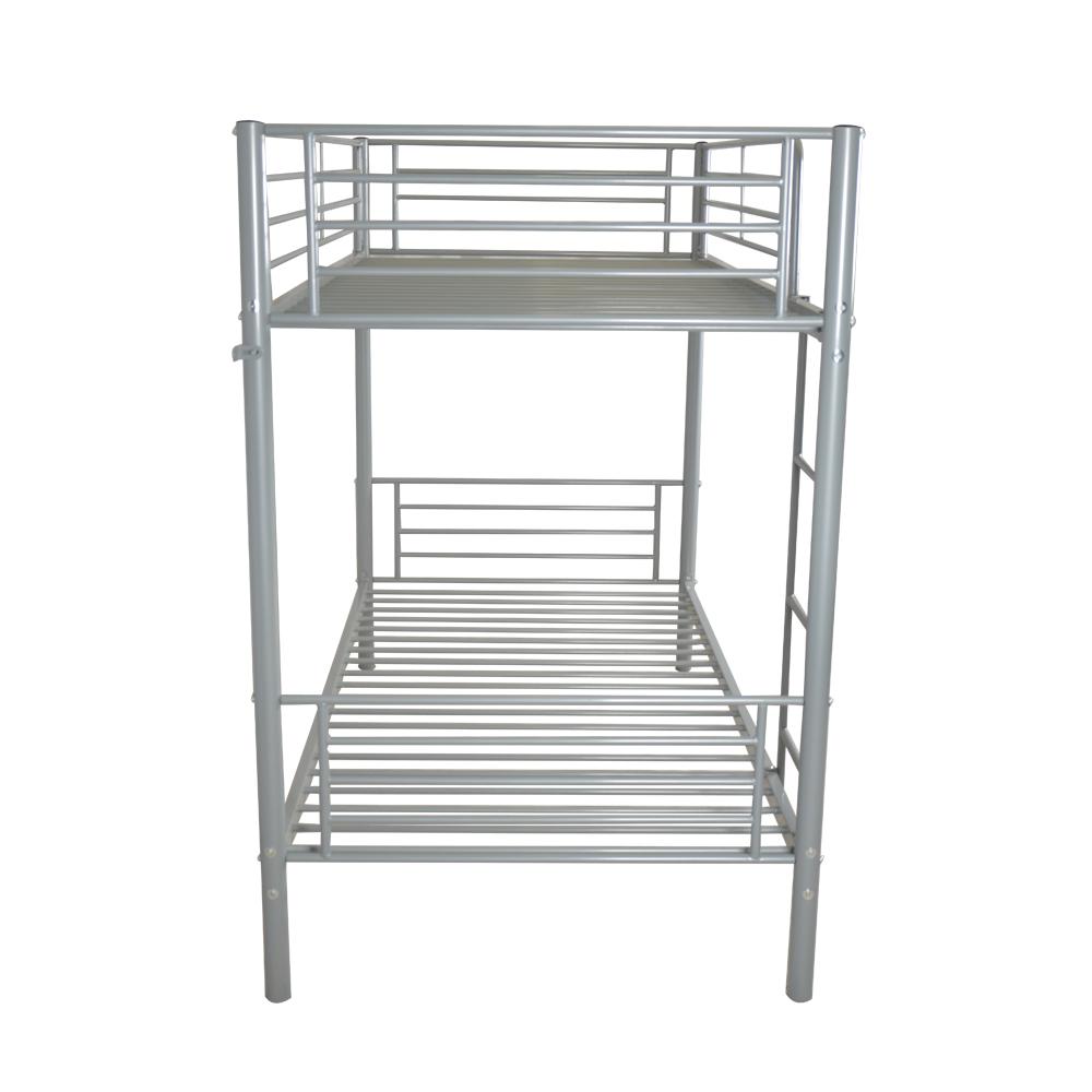 Iron Bed Bunk Bed With Ladder For Kids Twin Size Gray Children's Furniture