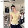 La Chapelle Women's V-Neck Lace Bow Tie T-Shirt