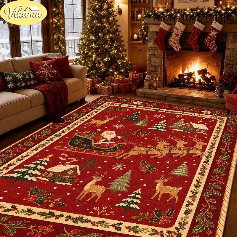 Vintage Kerstkleed, Duurzaam en Antislip Binnenkleed, Woonkamer en Slaapkamer Feestdecoratie Kleed, Huisdecoratie 40x60cm 16x24inch