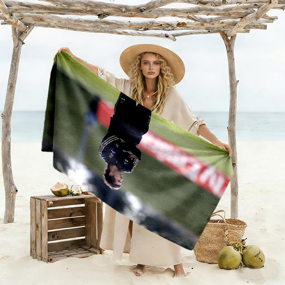 Golden Moment Soccer Beach Towel Soft Durable Quick-Dry Comfortable Lightweight Perfect for Traveling Yoga Camping and Swimming