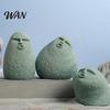 Blue Sandstone Statue Cute Stone Primitive Man Figurine Funny Stoneman Carving Face Home Atmosphere Enhancer Decoration for Garden Decor Fish
