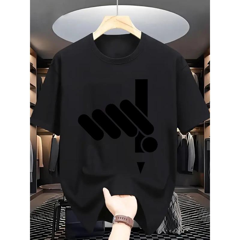 European Size Men's Summer Short Sleeve T-Shirt with Letter '' Print Suitable for Casual Casual Attire - Round Neck Breathable Fabric, Washable