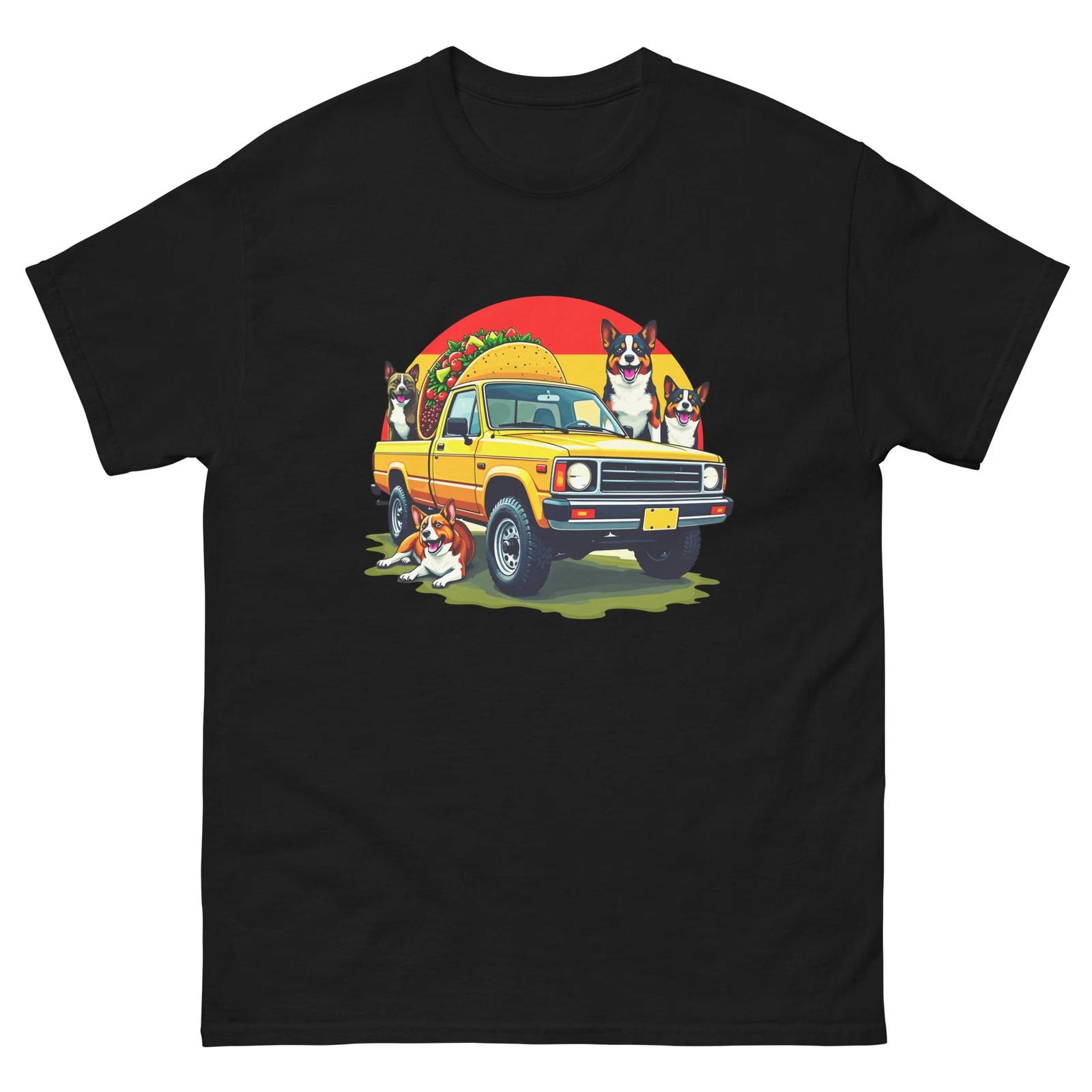 Dogs Retro Taco Truck Pickup Fun T-Shirt L