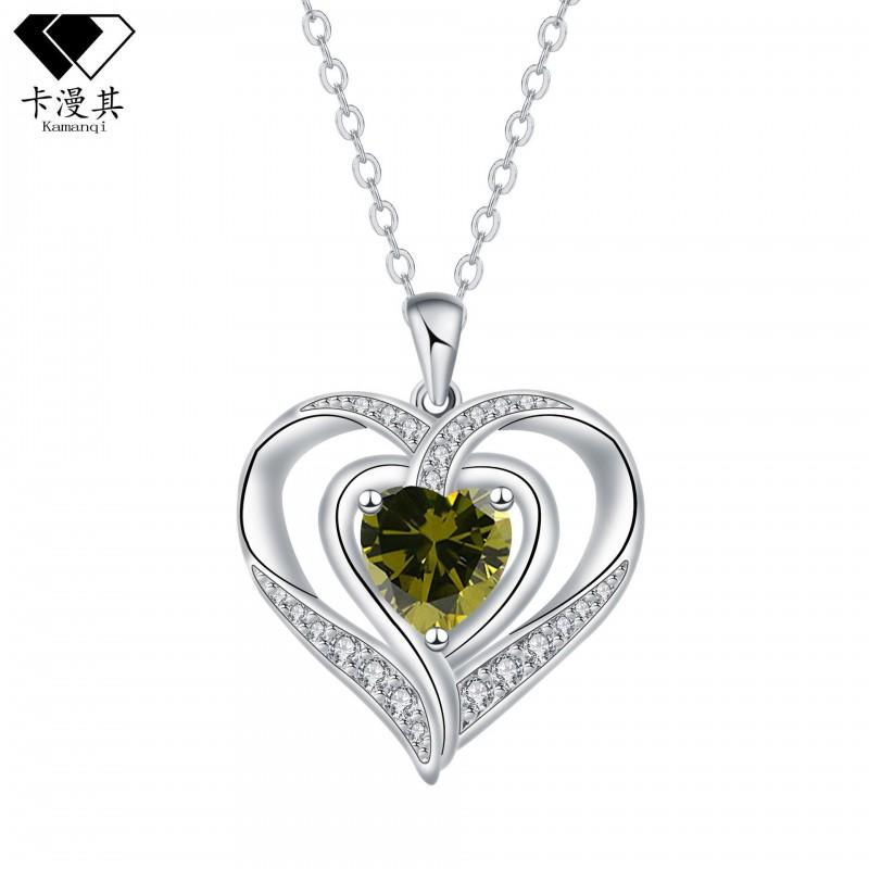 Heart Shape Rhinestone Pendant Necklace Women Copper Chain Fashion Jewelry 2025