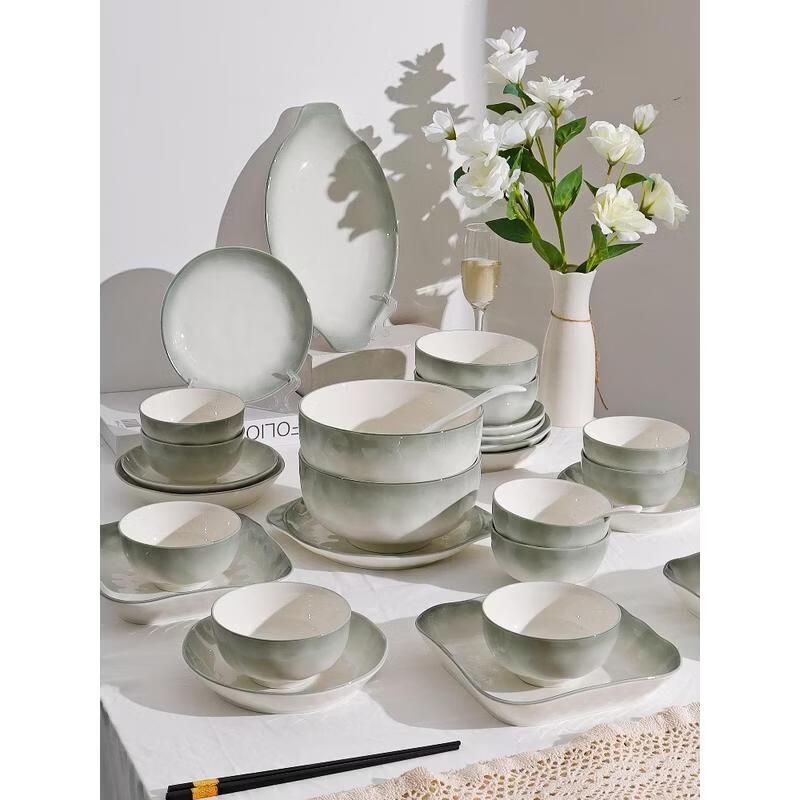 HANDUNYOU "Nebeliger Regen-Ballade" Unterglasur Keramik Reisschalen (4-teilig, 6 Zoll)