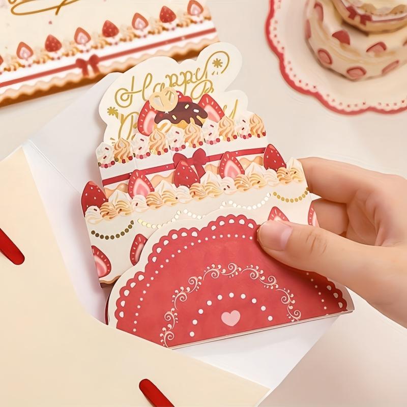1PC 3D Pop up Happy Birthday Card with Cake Occasion Birthday Decoration Foldable Creative Blessings Cute Party Birthday Gifts