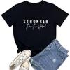 BLACKOO Women Stronger Graphic Tees Cute T-Shirts
