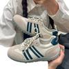 Retro Color Matching Lace-up German Training Shoes Women's 2025 New Versatile Casual Sports Breathable Mesh Forrest Gump White Shoes