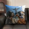 Funny Dog Cushion Cover Natural Linen Organic Fabric Double-Sided Printing Sofa Home Decor Gift Pillow Case