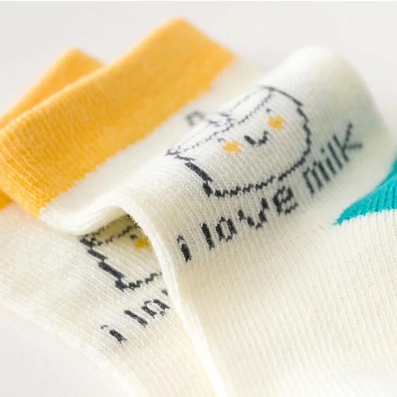 5 párů/lot Dětské ponožky Novorozenci Kojenci Roztomilé Kreslené Série Měkká Bavlna Síťovina Krátké Ponožky Pro 0-24 Měsíců Chlapec Dívka Dětské Ponožky