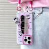 Zhitai iPhone Shell: Compatible with iPhone 12, 13, 14, 15 Pro Max; Lanyard Mirror Case with Cartoon Design