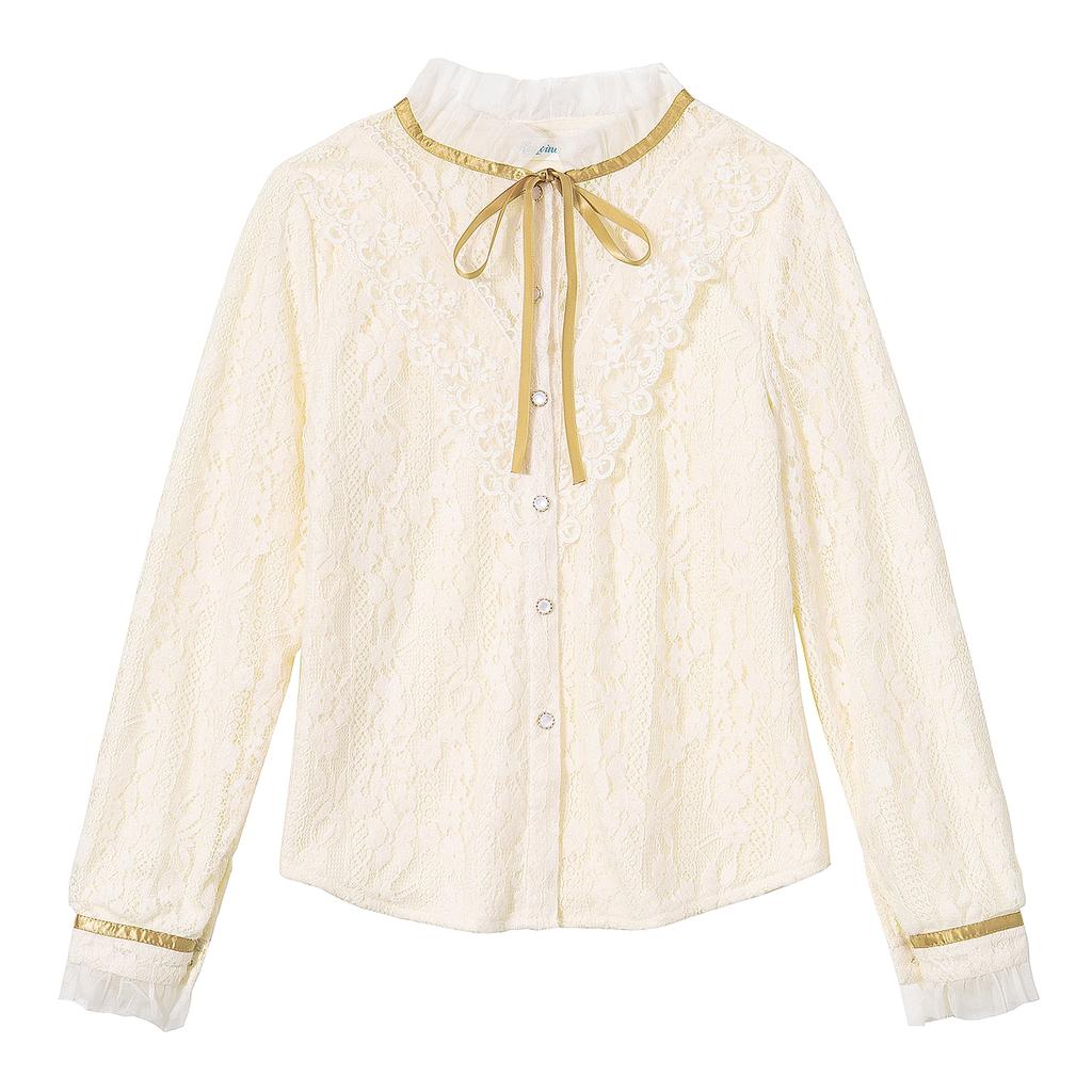 New 2024 Fashion Winter Long Sleeve Lace Up Ruffled Collar Slim Ruffles Velvet Lace Blouse Shirt Women Tops Blouses Shirts J799