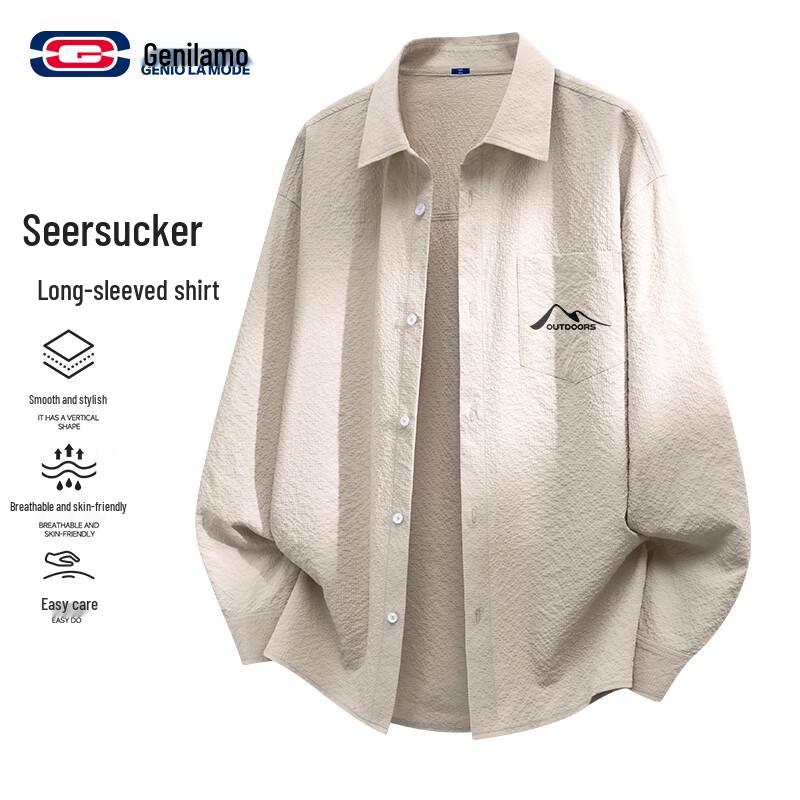 

GENIOLAMODE Men s Textured Easy-Care Long-Sleeve Shirt XL