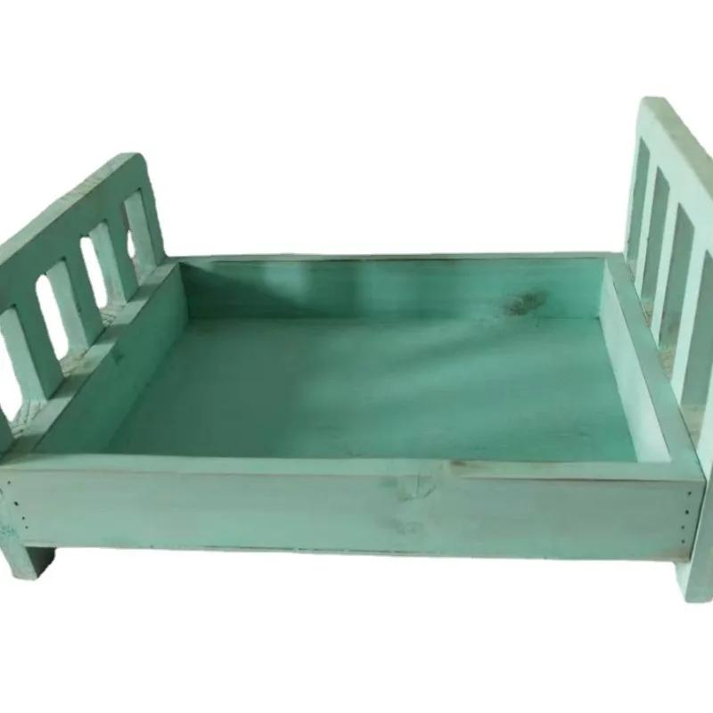Newborn Photography Props Children's Wooden Bed Baby Accessories Keepsakes Souvenirs Photos Studio Pictures for Infant Boy Girl