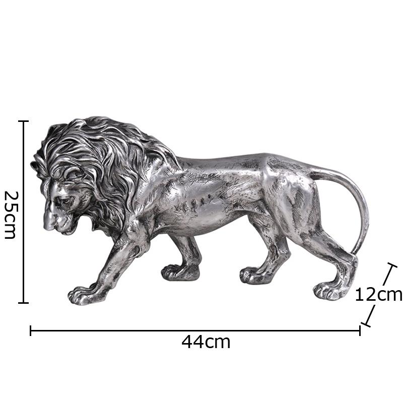 Creative Silver Lion Statue Desk Decoration Modern Crafts Lion Ornaments Minimalist Animal Resin Sculpture Room Aesthetic Decor львиный