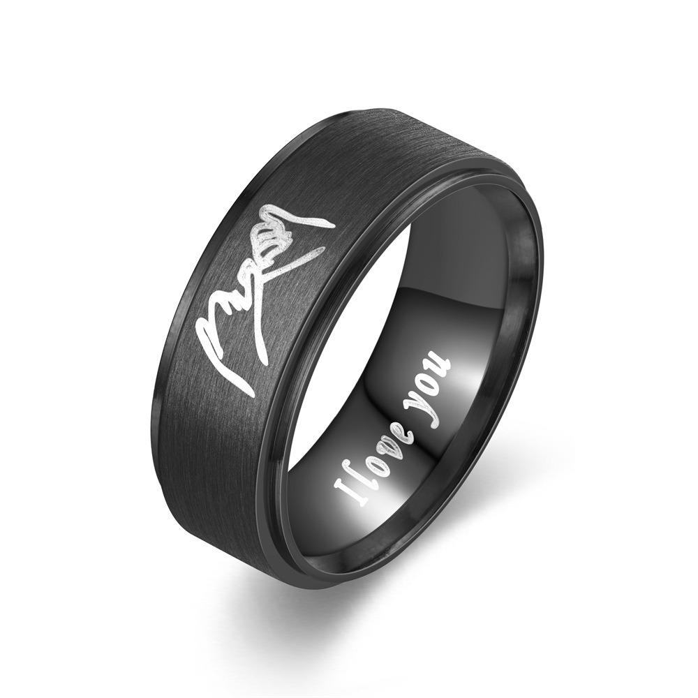 Finger Ring Men Women Engagement Wedding Band Fashion Zircon I Love You Engraved Comfort Fit
