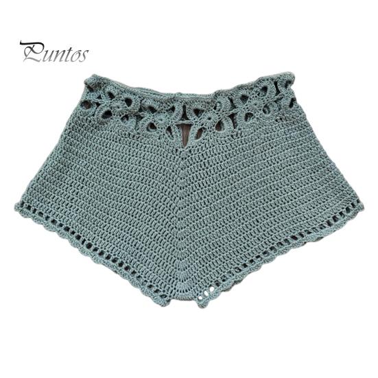 Women Swimming Trunks Sexy Beach Bikini Bottoms Handmade Hollow Crochet Knitted Swimming Shorts Beachwear