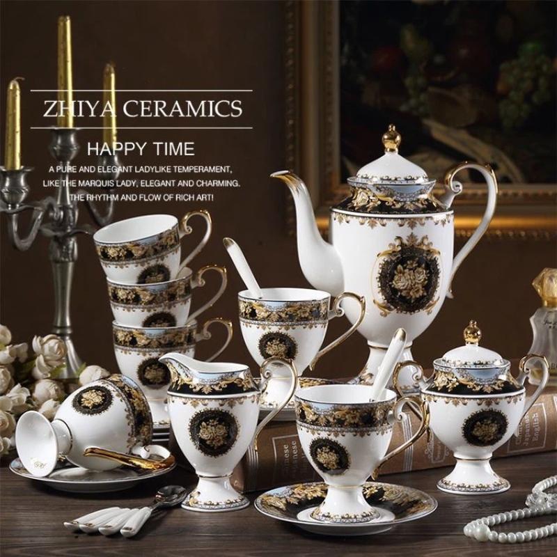British Royal Bone China Coffee Cup and Saucer Set, Luxury Tea Cup Set for Espresso, Latte & Afternoon Tea