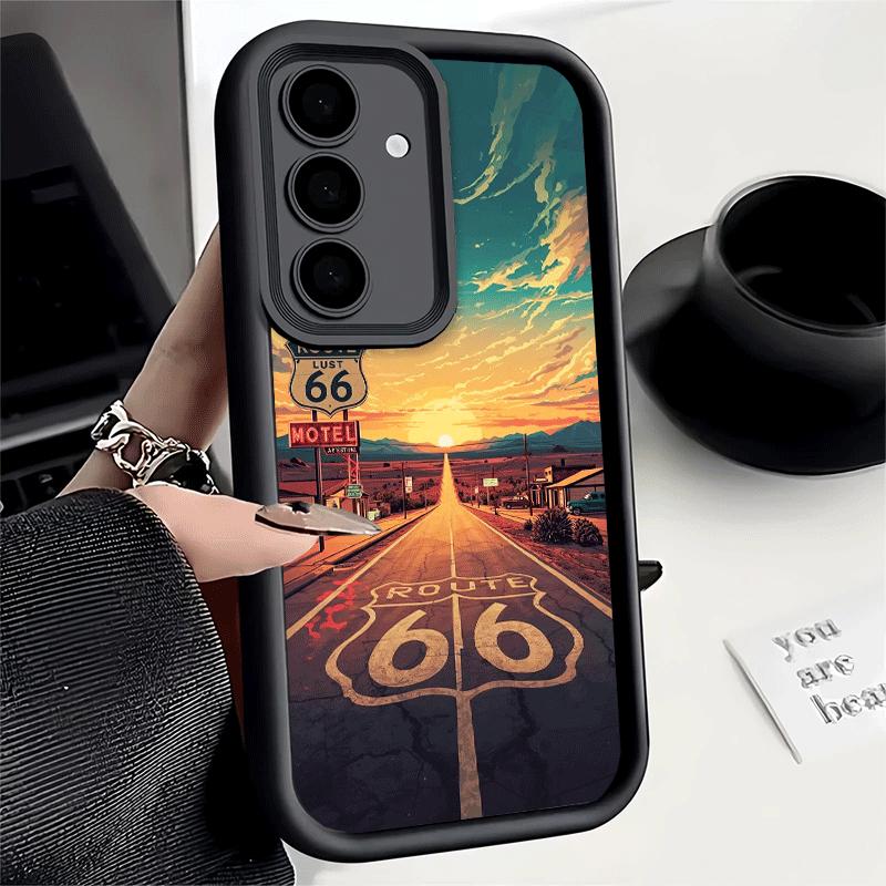 Handyhülle für Samsung Galaxy S26 S25 Ultra S24 FE America Route 66 Schale S23 Plus S22 + S21 S20 5G Weiches Silikon Funda