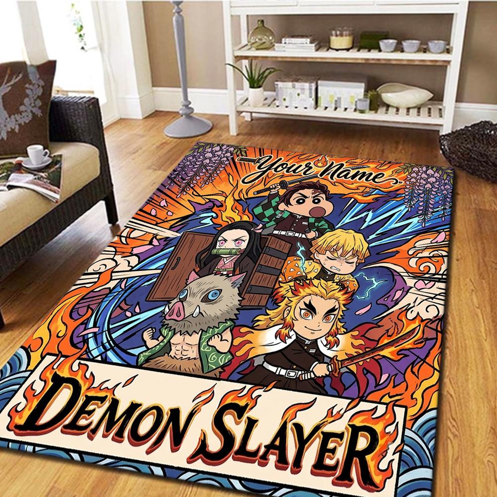Name Custom Demon Slayer Kimetsu no Yaiba Carpet for Living Room Bedroom Home Decor Movie Themed Play Floor Mat -HE31