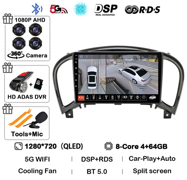 Android 14 Carplay Auto For Nissan Juke YF15 2010 2011 2012 2013 2014 Car Radio Multimedia Video Player GPS Stereo 360 Camera 4G