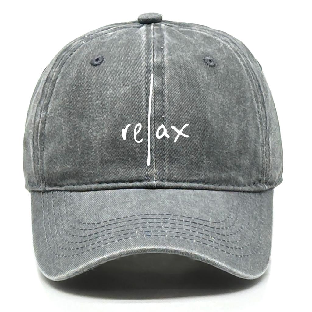 Washed Cotton Snapback Baseball Hat Artistic Text Relax Snapback Hat Retro Raw Brim Adjustable Baseball Caps