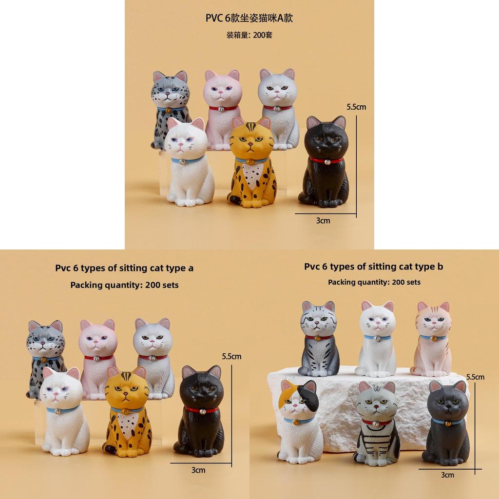 Mini Cat Pvc Animal Desktop Figurine With Creative Design For Home Decor Collection