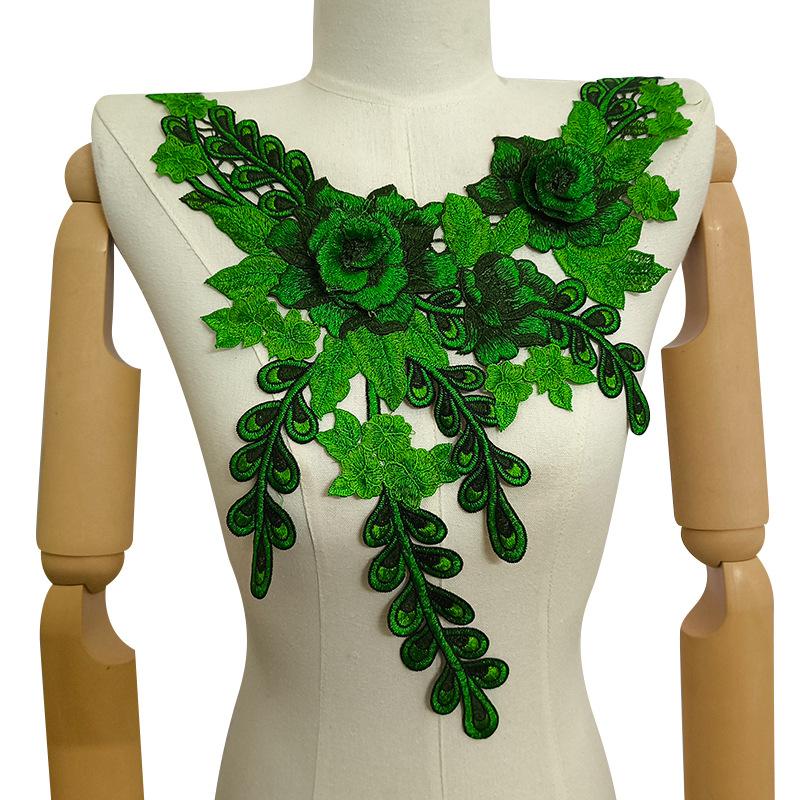 Color Embroidery Lace False Collar Hollow Embroidery Corsage Polyester Collar Ethnic Style Heavy Industry Yarn Chest Collar Accessories
