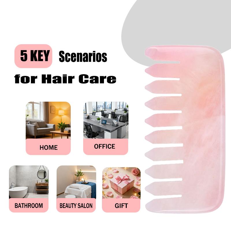 Custom Logo Engraved Portable Rose Quartz Gua Sha Massage Comb Water Resistant Skin-Friendly Fashion Home Use Fast Delivery for