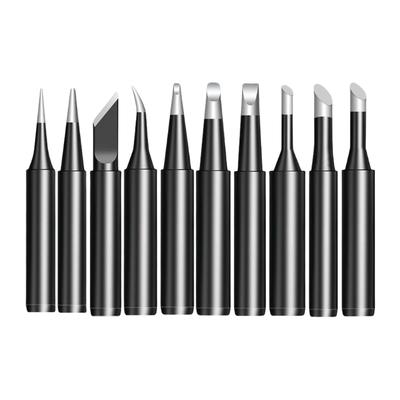 10Pcs Electric Iron Replacement Tips Soldering Iron Tips Black Alloy Welding Tips for Electrical Soldering Station