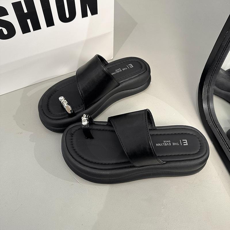 Flat Bottom Metal Set Toe Roman Slippers Women's Shoes 2025 Summer New Vacation Travel Beach Shoes Leopard Print Cool Slippers