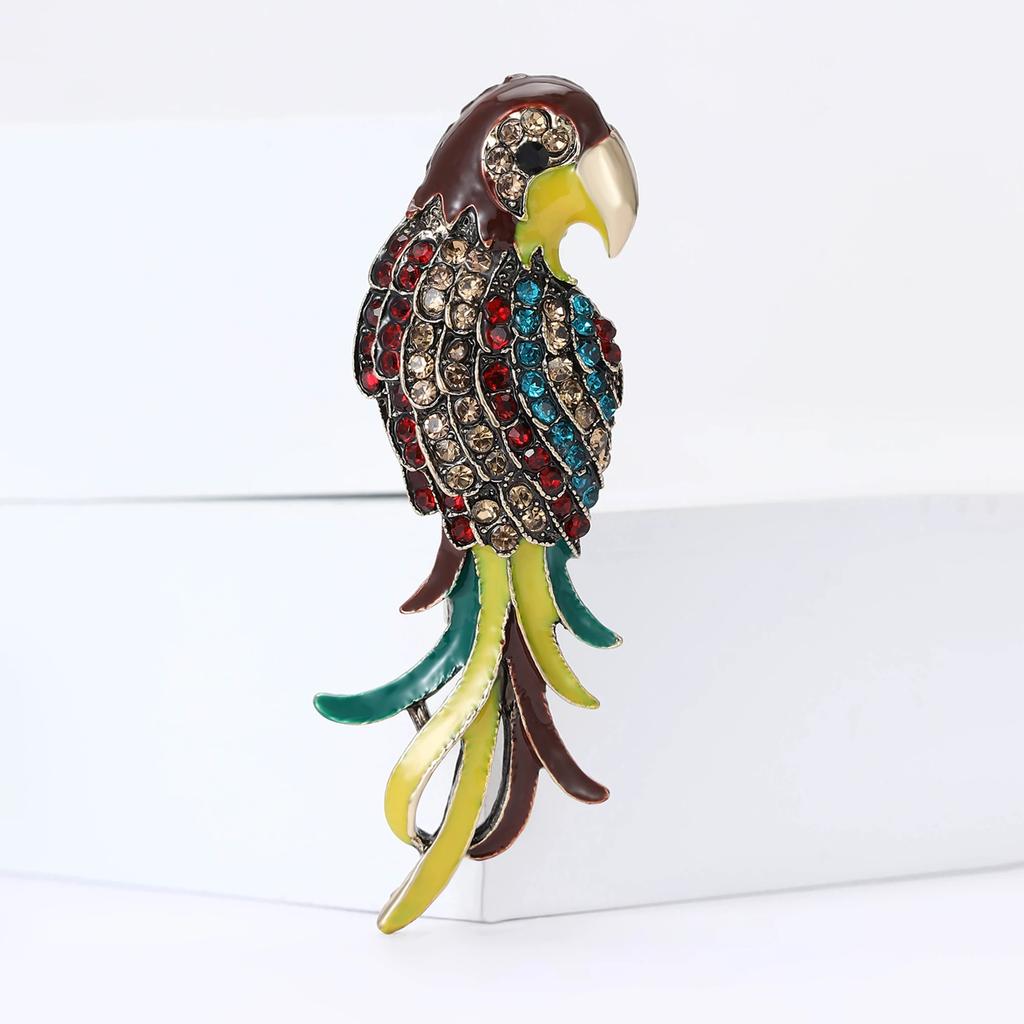 Rhinestone Parrot Brooches for Women Unisex Animal Pin Bird Lapel Pins Event Funny Luxury Gifts New Year Friends Decoration