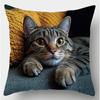 Chic Lovely Cat Pillow Cover Cushion Pillowcase Modern Style Durable Soft Polyester Home Decor, Bedroom Accessory