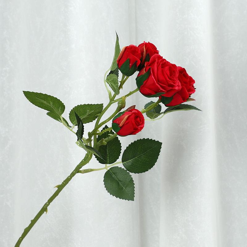 

Artificial Flower 6 Head Feel Rose Home Living Room Decoration Fake Flower Decoration 56cm ярко-красный