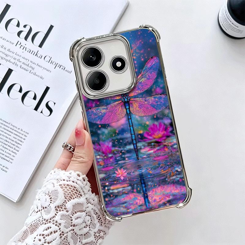 

Beautiful Dragonfly Aesthetics Plating Phone Case For Xiaomi Redmi Note 14 15 Pro Plus 13 12 11 11S 11T 10 9S 9 5G Anti-Fall Air Redmi Note 13 5G